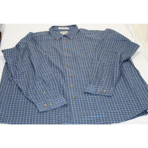 LL Bean Men's XLT Wrinkle Resistant Button-Down LS Blue Check Shirt Work Casual